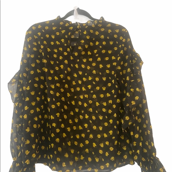 Who what wear long sleeve ruffled sheer blouse. - Picture 3 of 9